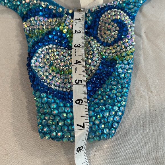 Turquoise hologram competition, figure posing suit, handmade, premade size 36B - Picture 11 of 14